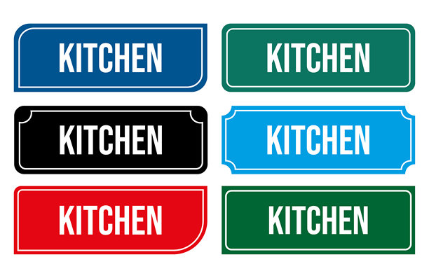 厨房门牌插画 可打印门牌 适用于厨房和准备室图片下载