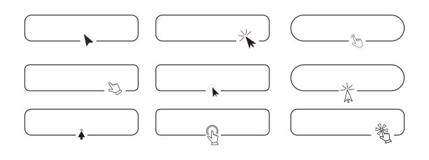 立即注册，带箭头的线条边框，鼠标指针，点击此处按钮，网页动作，简单的用户界面/用户体验设计元素，按下，搜索框。矢量插画图片下载