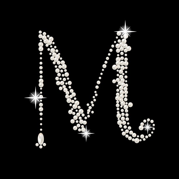 带有珍珠的浪漫英文字母大写图片下载