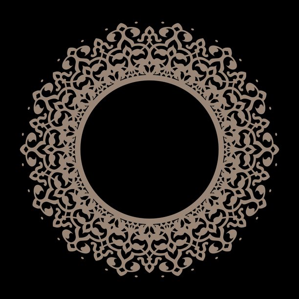 东方风格的矢量图案，带有阿拉伯卷草纹和花卉元素。传统经典装饰。金色花卉边框。适用于请柬和贺卡的蕾丝插画。图片下载