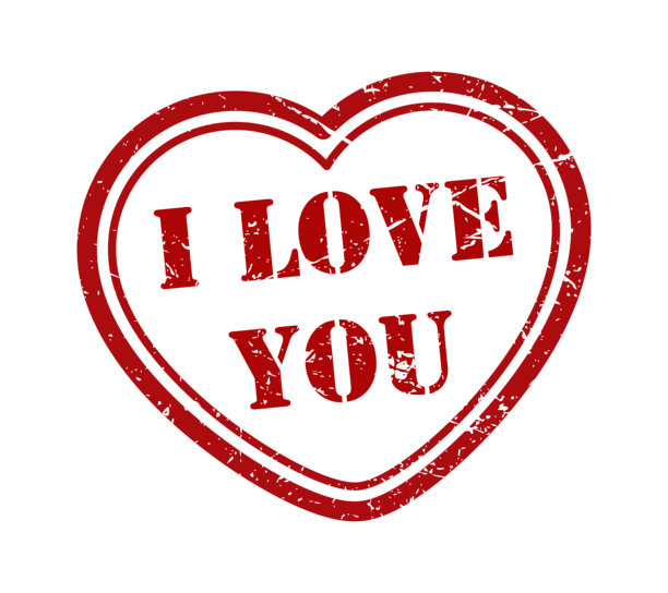 红色复古做旧“我爱你”心形印章插画，做旧橡胶墨水效果，浪漫的爱的信息符号，适用于情人节、婚礼设计、贺卡、海报和创意图形图片下载
