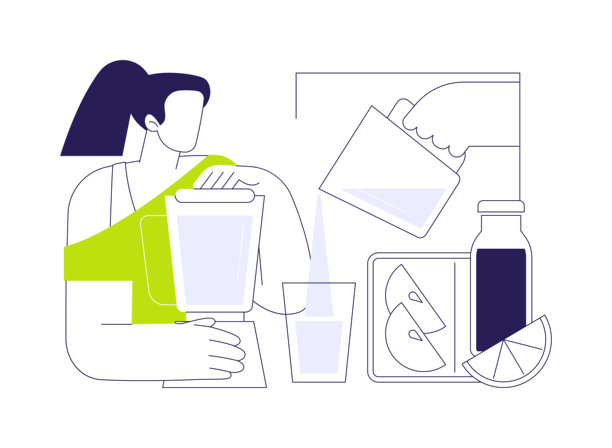 制作冰沙的卡通矢量插画，孤立素材。图片下载