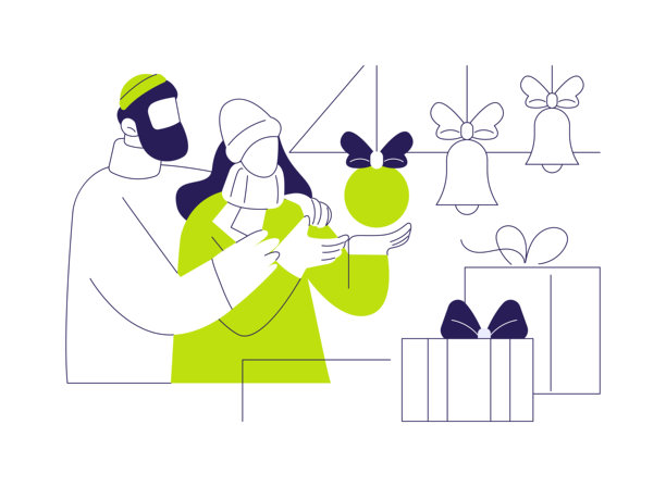购买礼物的卡通矢量插画，孤立素材图片下载
