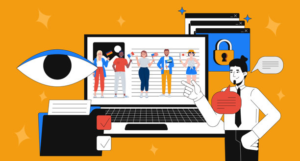数字隐私与用户画像 2D混合媒体插画图片下载