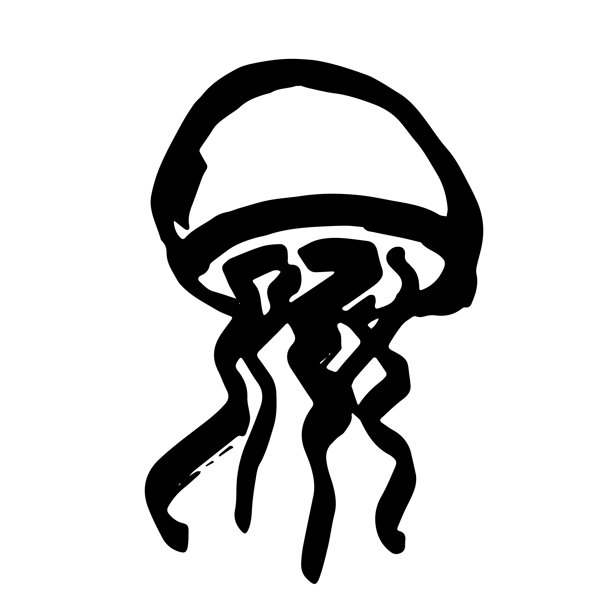 手绘水母涂鸦 海洋生物插画 可爱的海洋水下生物 钵头水母素描剪贴画 单个元素用于网页、设计、装饰、儿童印花图片下载