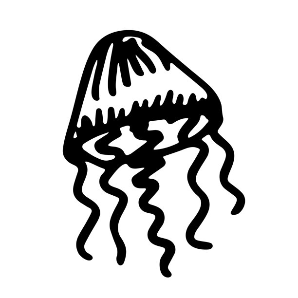 手绘水母涂鸦 海洋生物插画 可爱的海洋水下生物 冥河女神素描剪贴画 单个元素用于网页、设计、装饰、儿童印花图片下载