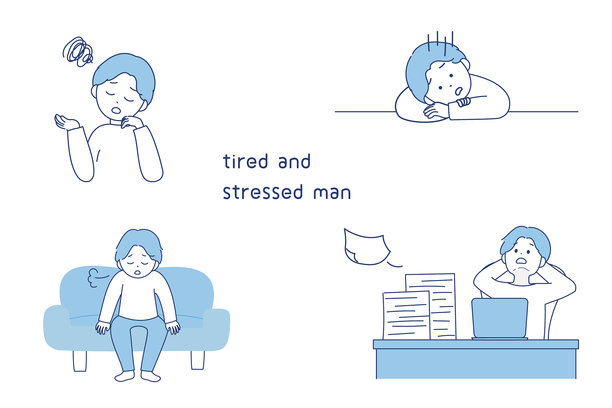 疲惫且压力大的男人插画集图片下载
