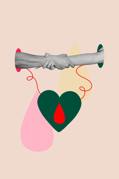 支持分享、慈善、慷慨、善良、捐赠、握手、合作、献血者的创意3D照片拼贴潮流艺术作品模板图片下载