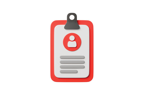 3D个人资料剪贴板图标。用户资料概念。适用于应用程序UI个人资料部分的极简卡通身份证徽章简历。孤立在白色背景上。3D渲染。图片下载