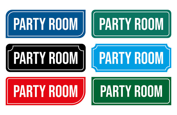 派对房间门牌插画 可打印的活动空间门牌图片下载