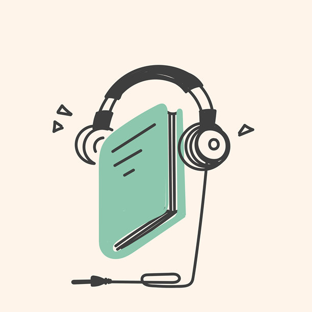 手绘涂鸦本和耳机插画矢量卡通图片下载