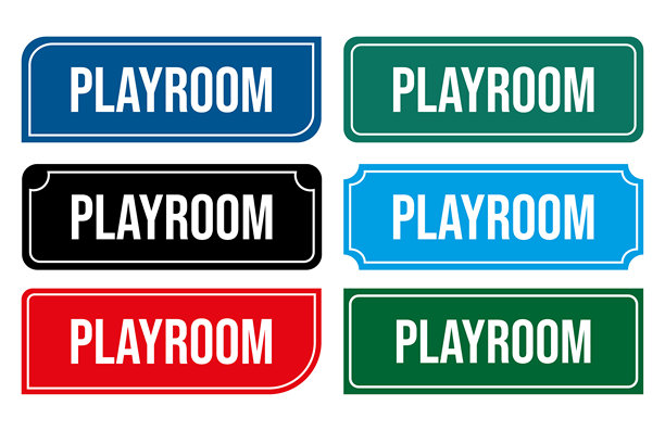 游戏室门牌插画 可打印儿童区域门牌图片下载