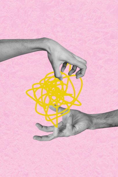 趋势横幅草图 3D 照片拼贴 手势符号 身体语言 接住混乱 线条插画 思想 克服图片下载