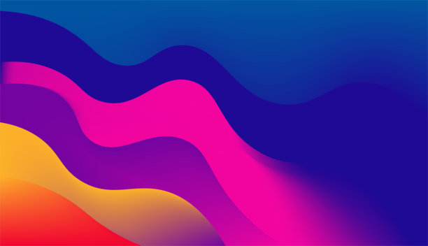 充满活力的渐变色彩分层波浪抽象背景，营造出现代数字艺术壁纸插画的动感图片下载
