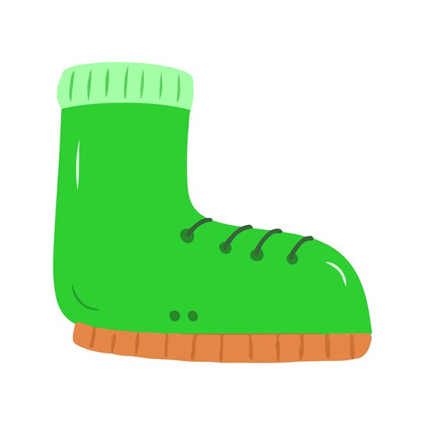 绿色冬季靴子鞋子系带插画图片下载