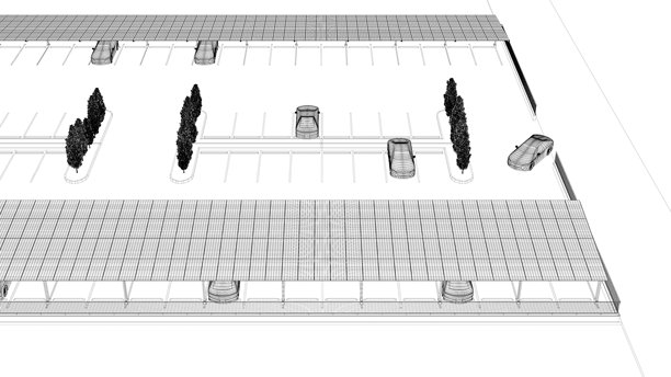 3D停车场插画图片下载