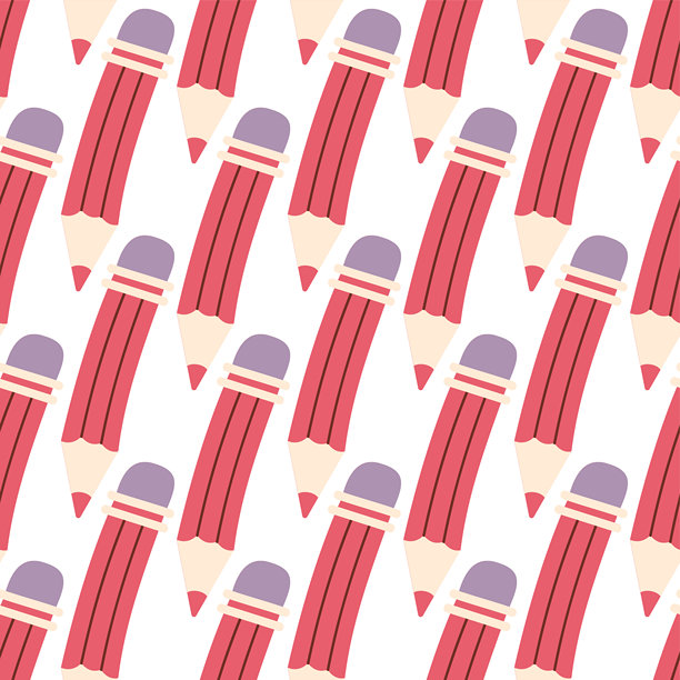 可爱的铅笔无缝图样手绘插画图片下载