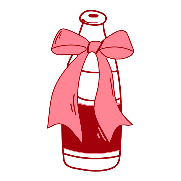 手绘甜美风香槟情人节图标，剪贴画，头像，孤立插画图片下载