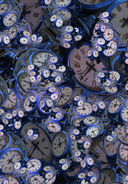 大量复古钟面，时间的纹理，优雅的集合。3D插画图片下载