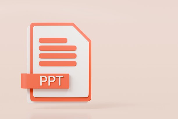 3d文件文件夹文档PPT图标。极简的PPT演示文档图标。文档表格。商业工作公司图标概念。档案演示文件类型概念。PPT格式。3d渲染。图片下载