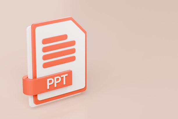 3D文件文件夹文档PPT图标。极简PPT演示文稿文档图标。文档表格。商业工作公司图标概念。档案演示文稿文件类型概念。PPT格式。3D渲染。图片下载