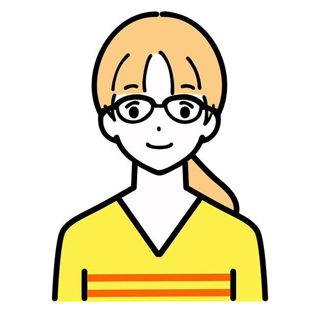 戴眼镜的年轻女子插画，面带微笑，展示上半身图片下载