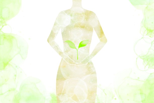 一位女性剪影中萌发出的双生嫩芽的水彩插画，象征着梦想、潜力和天赋。图片下载