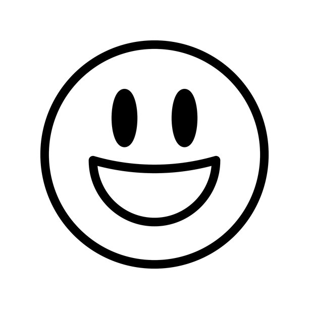 咧嘴大笑的表情，有大大的眼睛，线条图标。微笑标志。表情符号，笑脸黑色符号。情绪，表情符号概念。矢量图。描边可编辑。扁平化设计。孤立在白色背景上。图片下载