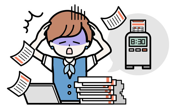 一名女办公室职员因工作量过多而惊慌失措的插画图片下载