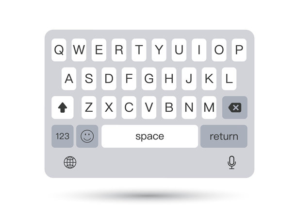 简约手机键盘UI矢量图——用于消息应用的干净QWERTY屏幕键盘模型，现代UI UX界面设计，软键盘插画EPS10图片下载