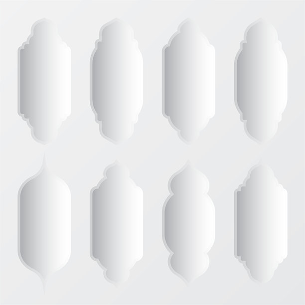 伊斯兰风格的边框，东方风格的物体。阿拉伯式的形状、窗户和拱门投下阴影。传统的装饰性边框。穆斯林节日，斋月。现代东方建筑。矢量插画图片下载