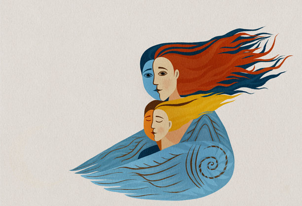 母性与女性身份的创意插画图片下载