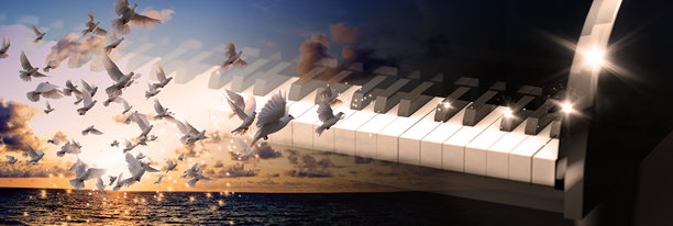 黑色钢琴键的3D插画图片下载