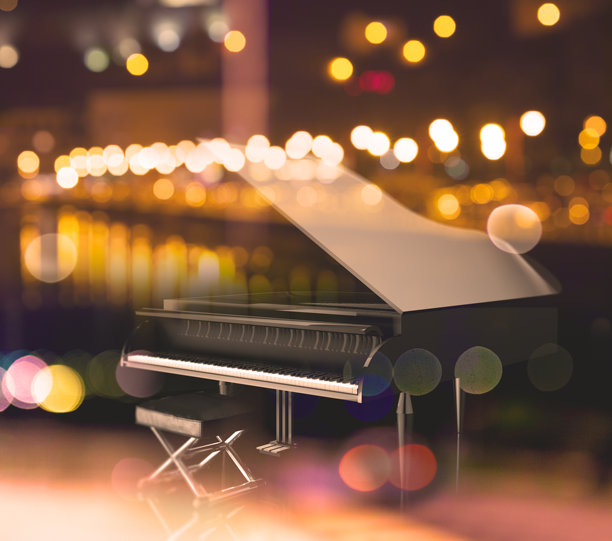 黑色三角钢琴的 3D 插画图片下载