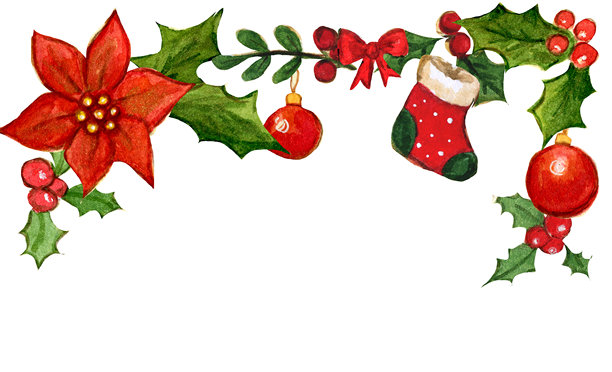 圣诞节花边，饰有 Poinsettia 和节日装饰图片下载