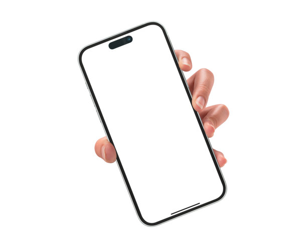 特写一只手展示带有空白屏幕的智能手机，在白色背景上隔离。高质量的影棚拍摄。适用于科技、商业、金融、广告、公共关系和生活方式主题的概念。图片下载