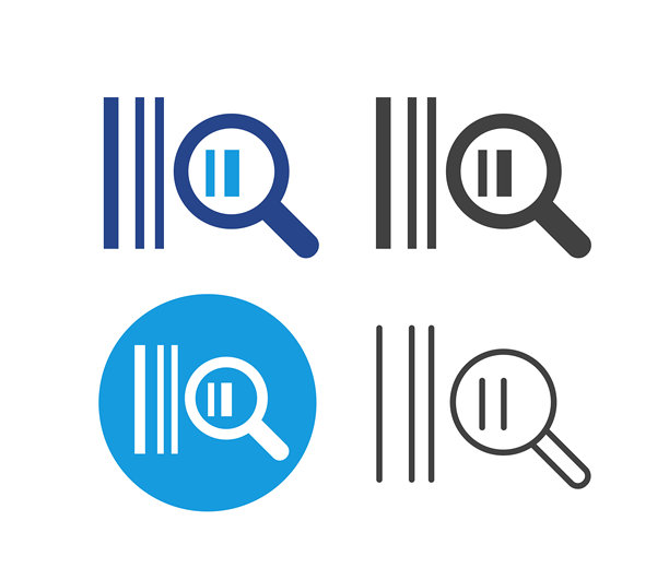 放大镜和条形码 - 插画图标图片下载