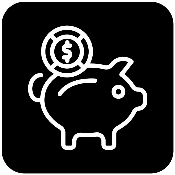 小猪储蓄罐矢量图标设计插画图片下载