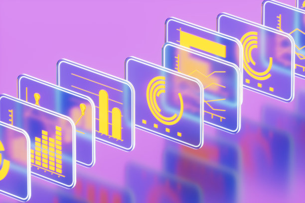 数字屏幕上的未来感透明金融图表，金融科技和全球股市数据分析概念，用于投资和财富管理图片下载