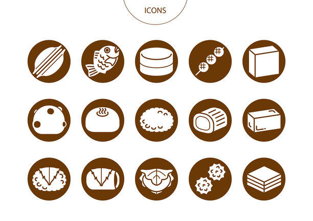 日式甜点的矢量插画图标集合图片下载