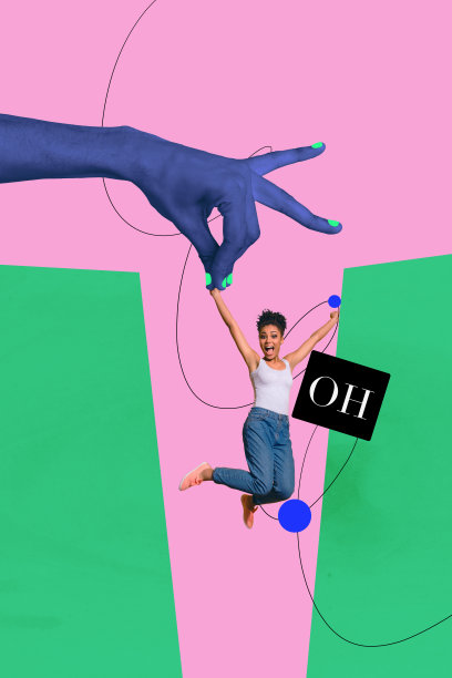 草图当代艺术拼贴照片，关于快乐女孩、男孩、飞翔、手控木偶、剥削、哦字母、谎言、垃圾邮件和问题。图片下载