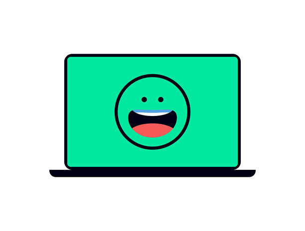 笔记本电脑屏幕上的开心表情符号图片下载