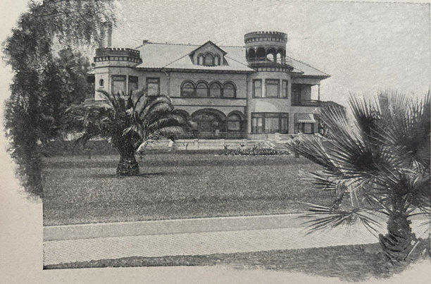 古董插画 - 加利福尼亚州帕萨迪纳的一栋大房子图片下载