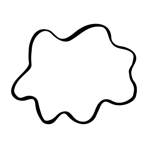 手绘矢量插画，描绘了一个极简风格的黑色墨水波浪形或云朵形边框。简单的有机边框，适用于创意文字、名言和现代平面设计，背景为白色。图片下载