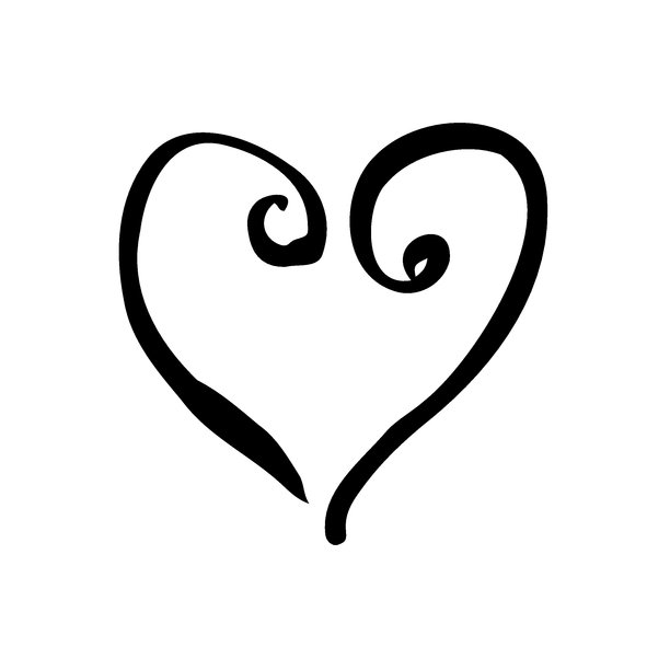 极简卷曲爱心和优雅漩涡的手绘矢量插画。用于婚礼请柬、情人节贺卡和浪漫设计的简约黑白线条艺术符号图片下载
