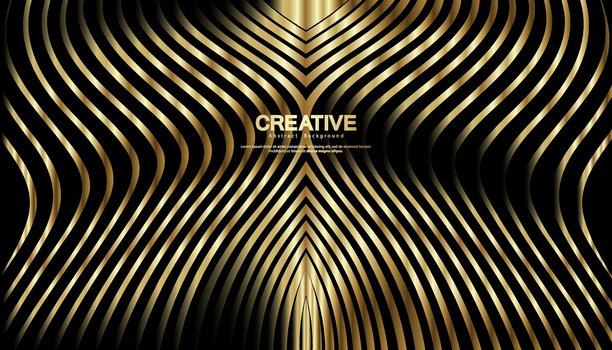 抽象背景，金色波浪线。奢华风格。科技图案。弯曲的波浪线，平滑的条纹。矢量插画。图片下载