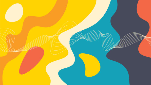 色彩斑斓的液体斑块，有机抽象背景，带有牛奶滴溅水喷雾，现代扁平化设计矢量插画，适用于销售横幅、网页横幅、广告、海报和包装。图片下载