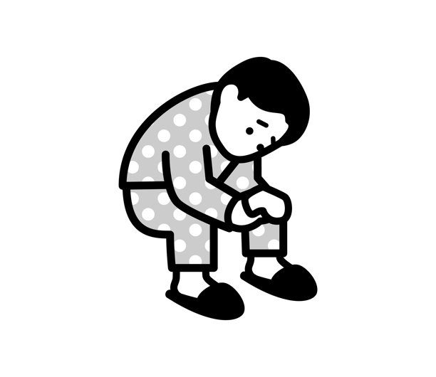 矢量插画，描绘了一个穿着睡衣的沮丧男子图片下载