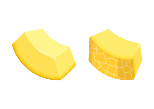 两小块西瓜的矢量插画。切开的多汁夏季水果。图片下载