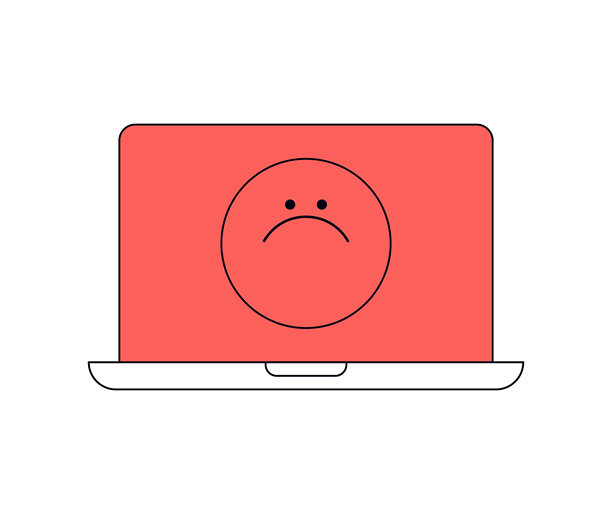 笔记本电脑屏幕上的愤怒表情符号图片下载
